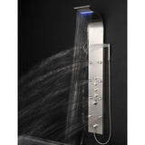 63 in. 8-Jet Shower Panel System in Stainless Steel with Rainfall Waterfall LED Shower Head and Hand Shower Wand