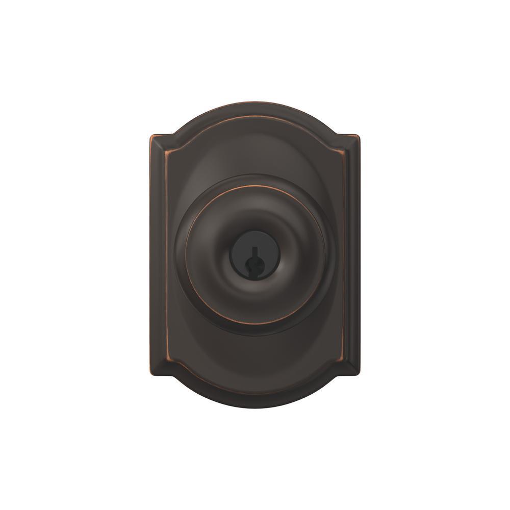 Camelot Aged Bronze Single Cylinder Deadbolt with Georgian Entry Door Knob Combo Pack - Super Arbor