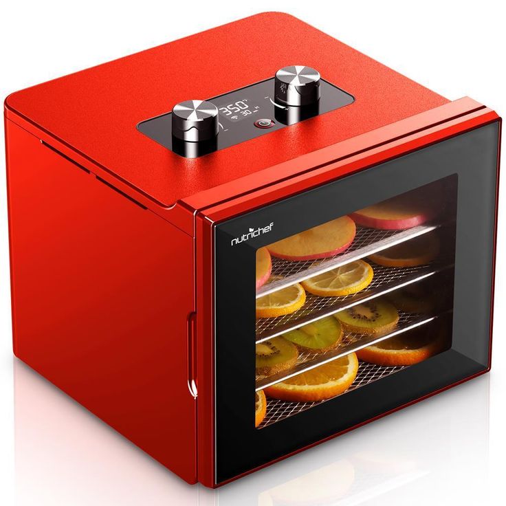 4-Tray Red 350 Watt Premium Food Dehydrator Machine with Digital Timer and Temperature Control