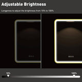 HBEZON Thalia 16 in. W x 28 in. H Rectangular Iron Black Recessed Medicine Cabinet with Mirror, LED Lighting, Anti-fog