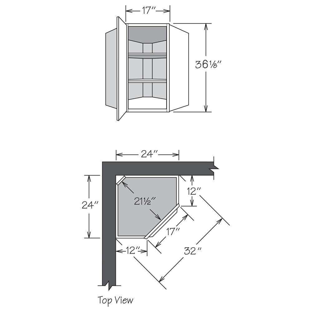 allen + roth Innsbrook 24-in W x 36.125-in H x 12-in D Rye Diagonal Corner Wall Fully Assembled Cabinet (Flat Panel Shaker Style)