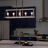 Kichler Gartin 5-Light Weathered Zinc Transitional Linear Large Hanging Kitchen Island Light