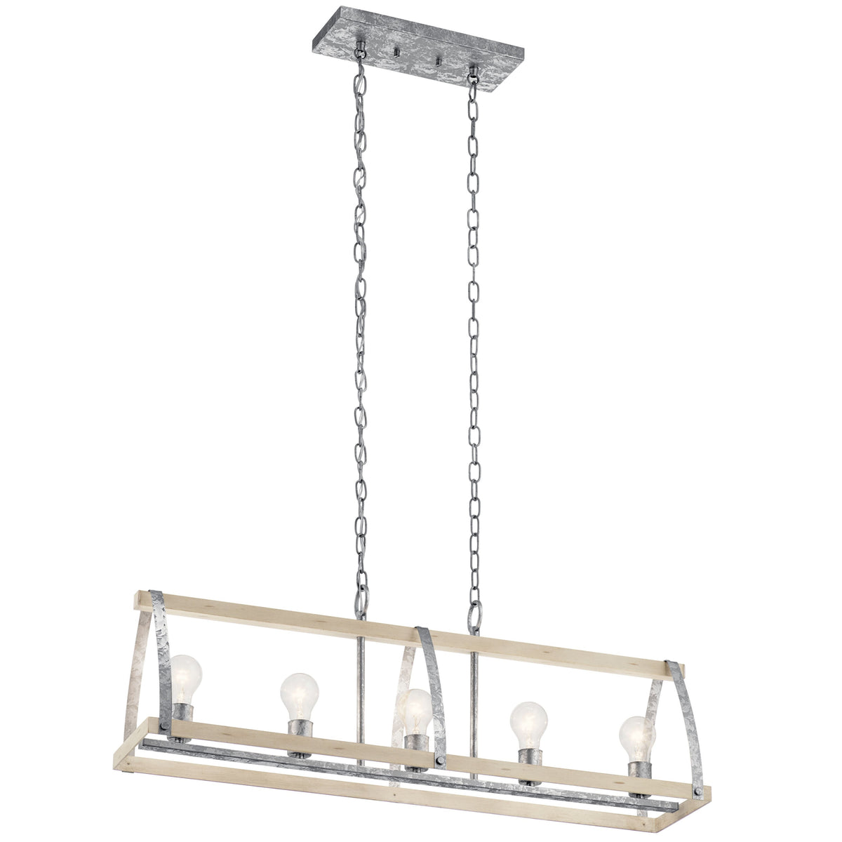 Kichler Gartin 5-Light Galvanized Steel Industrial Linear Large Hanging Kitchen Island Light