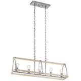 Kichler Gartin 5-Light Galvanized Steel Industrial Linear Large Hanging Kitchen Island Light