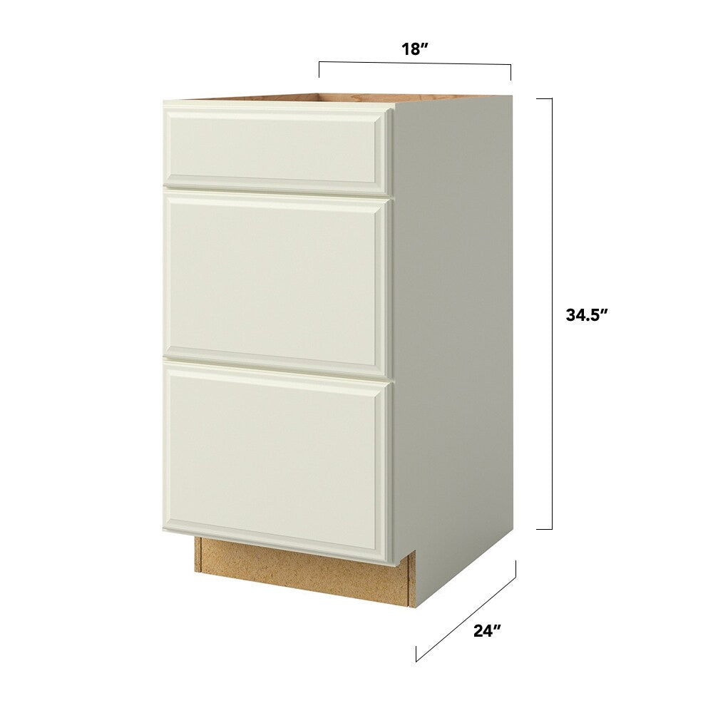 allen + roth Pattingham 18-in W x 34.5-in H x 24-in D Harbor 3-Drawer Base Fully Assembled Cabinet (Raised Panel Style)
