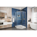 Prism 34.125 in. x 34.125 in. x 72 in. Semi-Frameless Neo-Angle Pivot Shower Enclosure in Brushed Nickel - Super Arbor