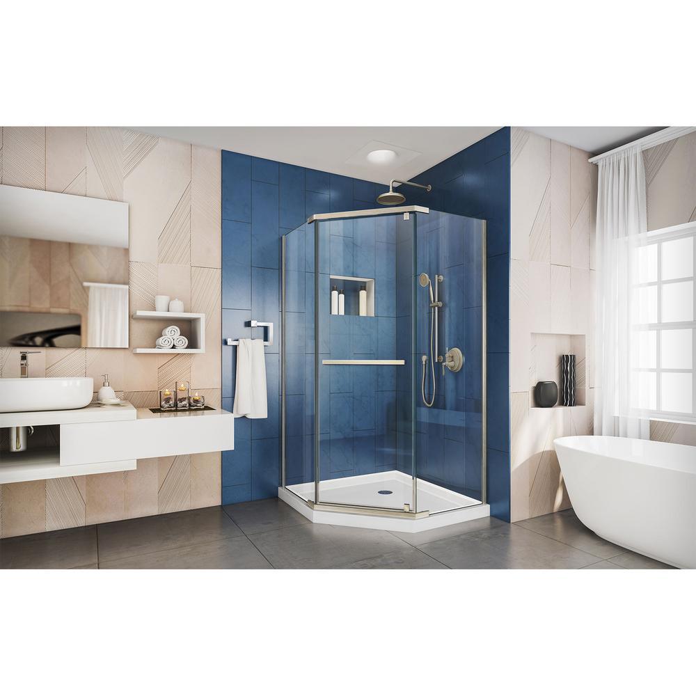 Prism 40-1/8 in. x 40-1/8 in. x 72 in. Semi-Frameless Neo-Angle Pivot Shower Enclosure in Brushed Nickel - Super Arbor