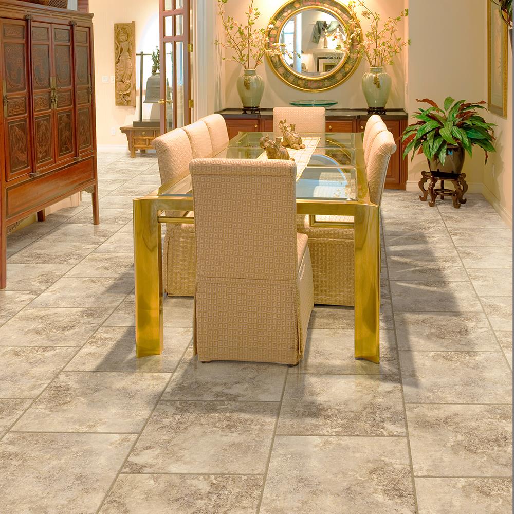 Congoleum DuraStone Rapolano Bisque Vinyl Tile Sample