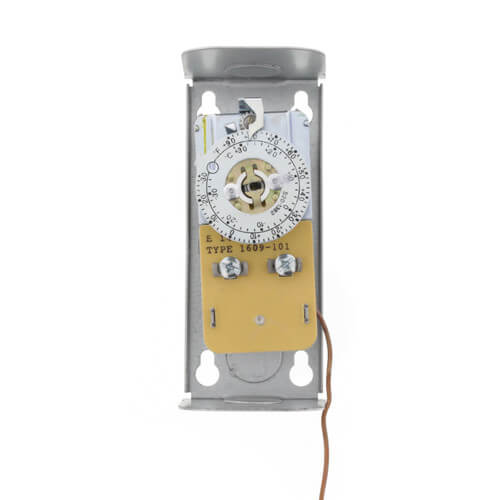 White Rodgers 1609-101 temperature controller - label view (Differential: 3.5° to 40°F; Switch Action: Close on Rise)