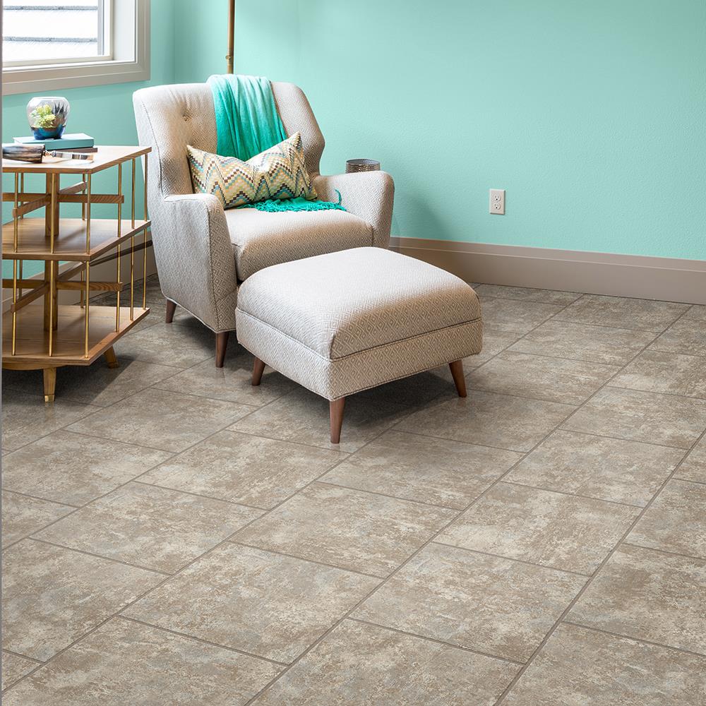 Congoleum DuraStone Chrysalis Free Spirit Vinyl Tile Sample – Gray Stone Look, 4-mil Wear Layer