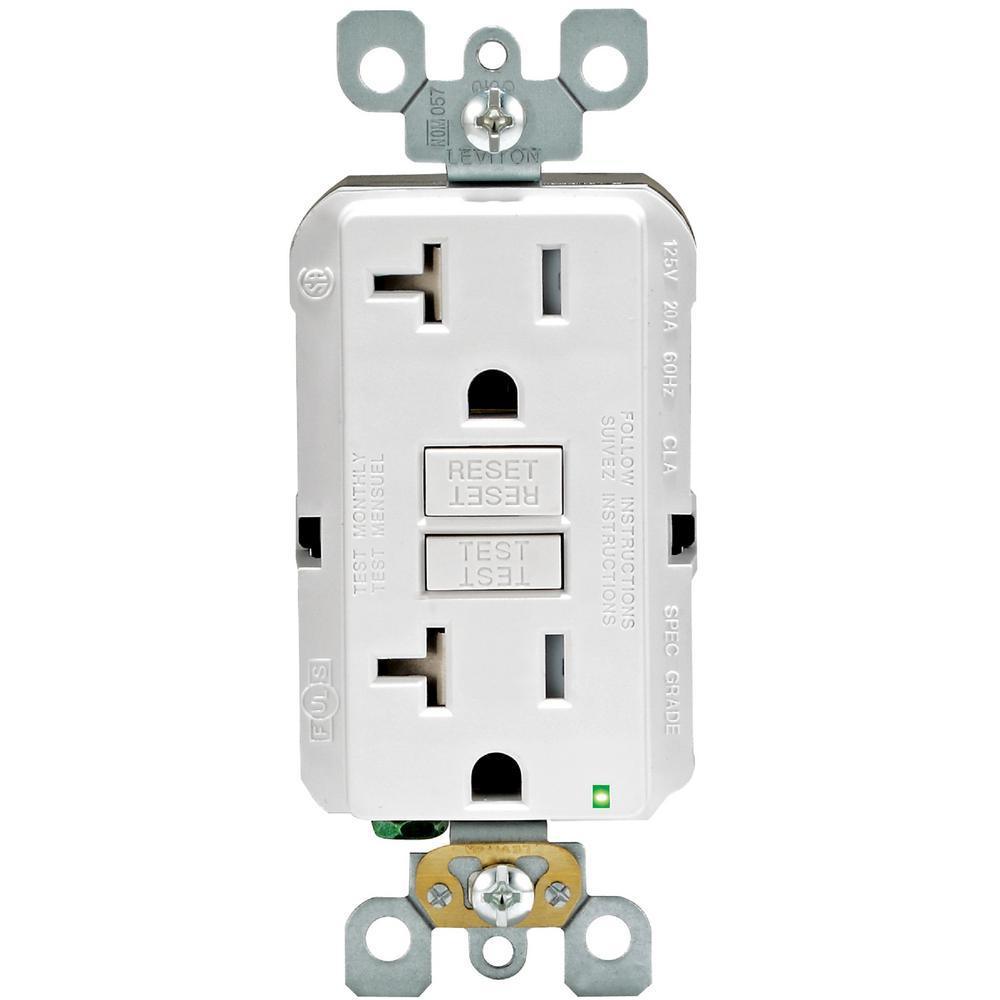 20 Amp 125-Volt Duplex SmarTest Self-Test SmartlockPro Tamper Resistant GFCI Outlet, White (4-Pack) - Super Arbor