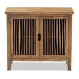 Baxton Studio Traditional Fir Wood Accent Chest with Two Doors and Shelves, Brown Oak Finish
