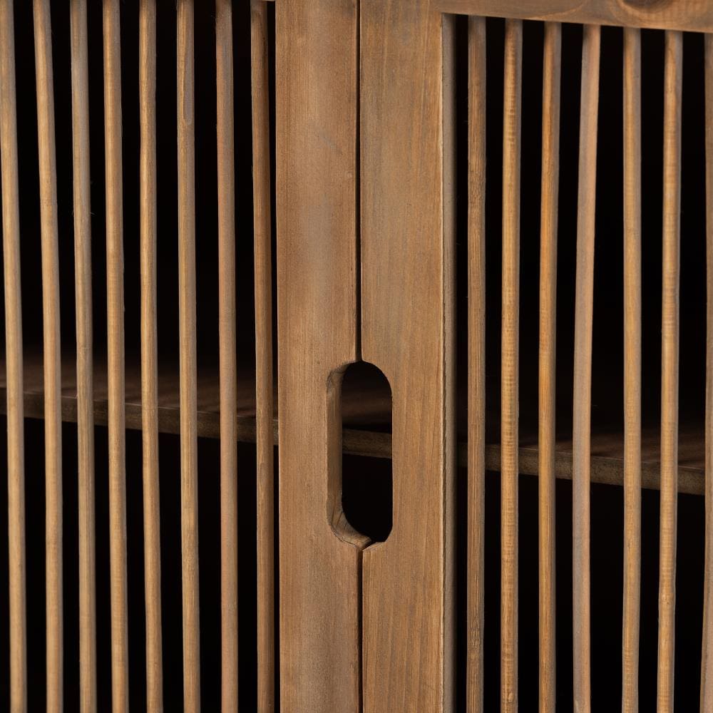 Baxton Studio Traditional Fir Wood Accent Chest with Two Doors and Shelves, Brown Oak Finish