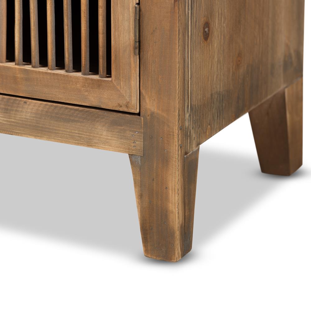 Baxton Studio Traditional Fir Wood Accent Chest with Two Doors and Shelves, Brown Oak Finish