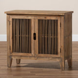Baxton Studio Traditional Fir Wood Accent Chest with Two Doors and Shelves, Brown Oak Finish
