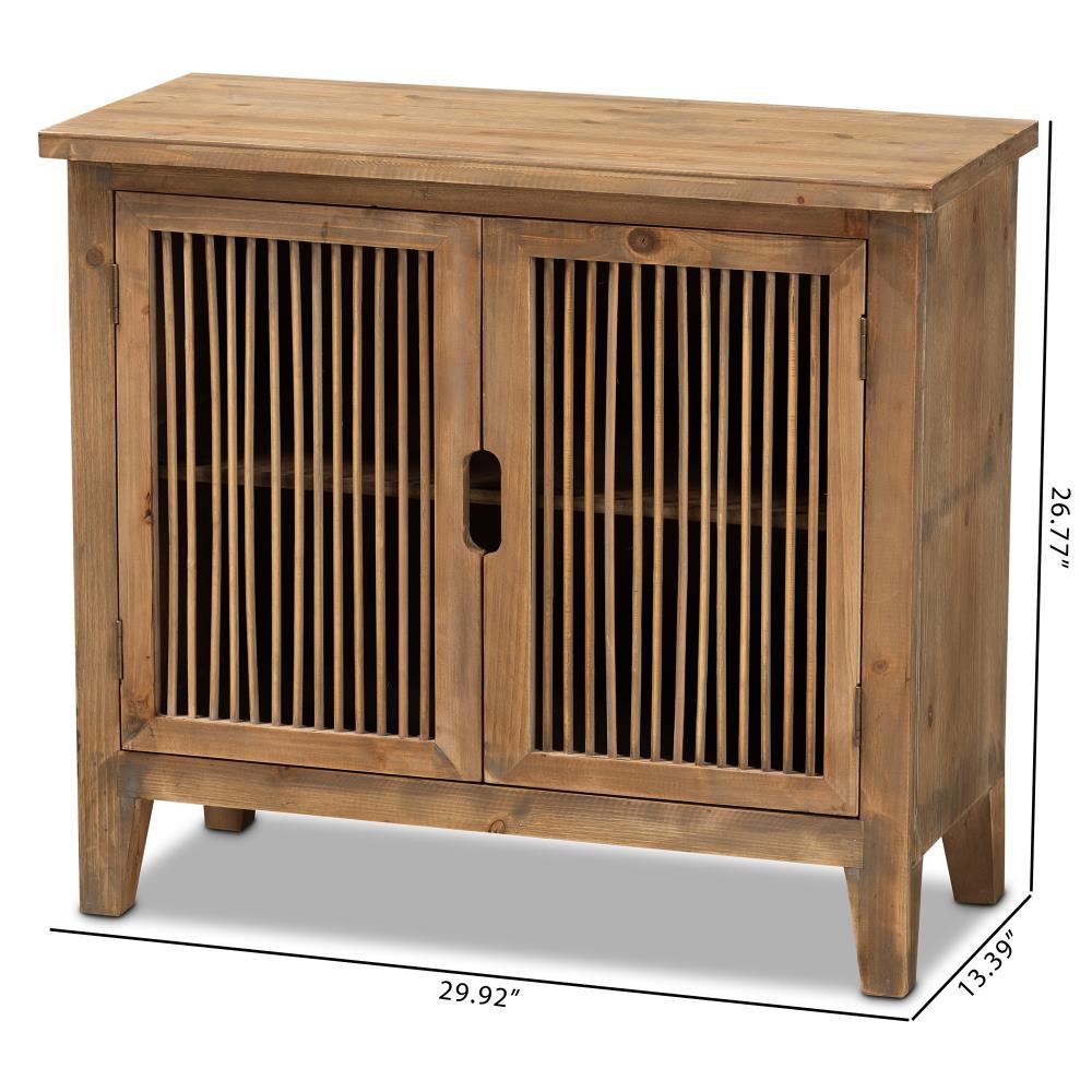 Baxton Studio Traditional Fir Wood Accent Chest with Two Doors and Shelves, Brown Oak Finish