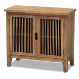Baxton Studio Traditional Fir Wood Accent Chest with Two Doors and Shelves, Brown Oak Finish