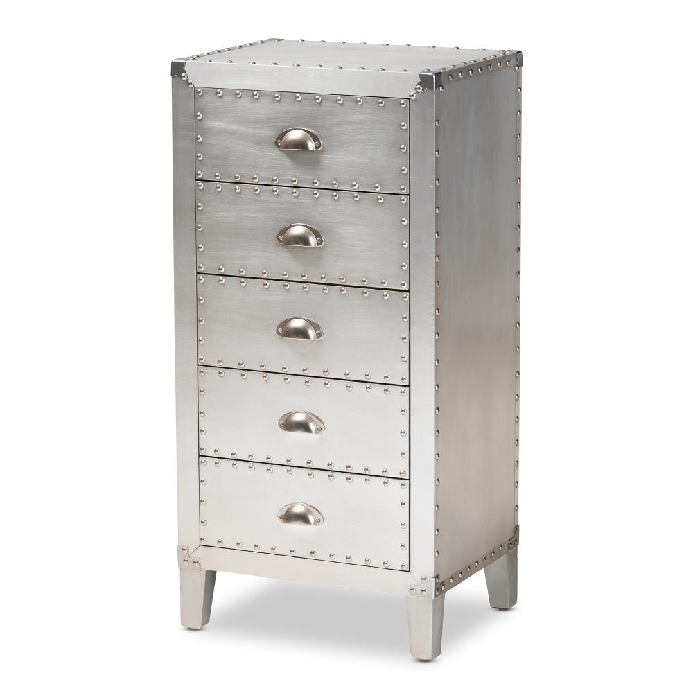 Baxton Studio Carel Silver Fir 5-Drawer Accent Chest