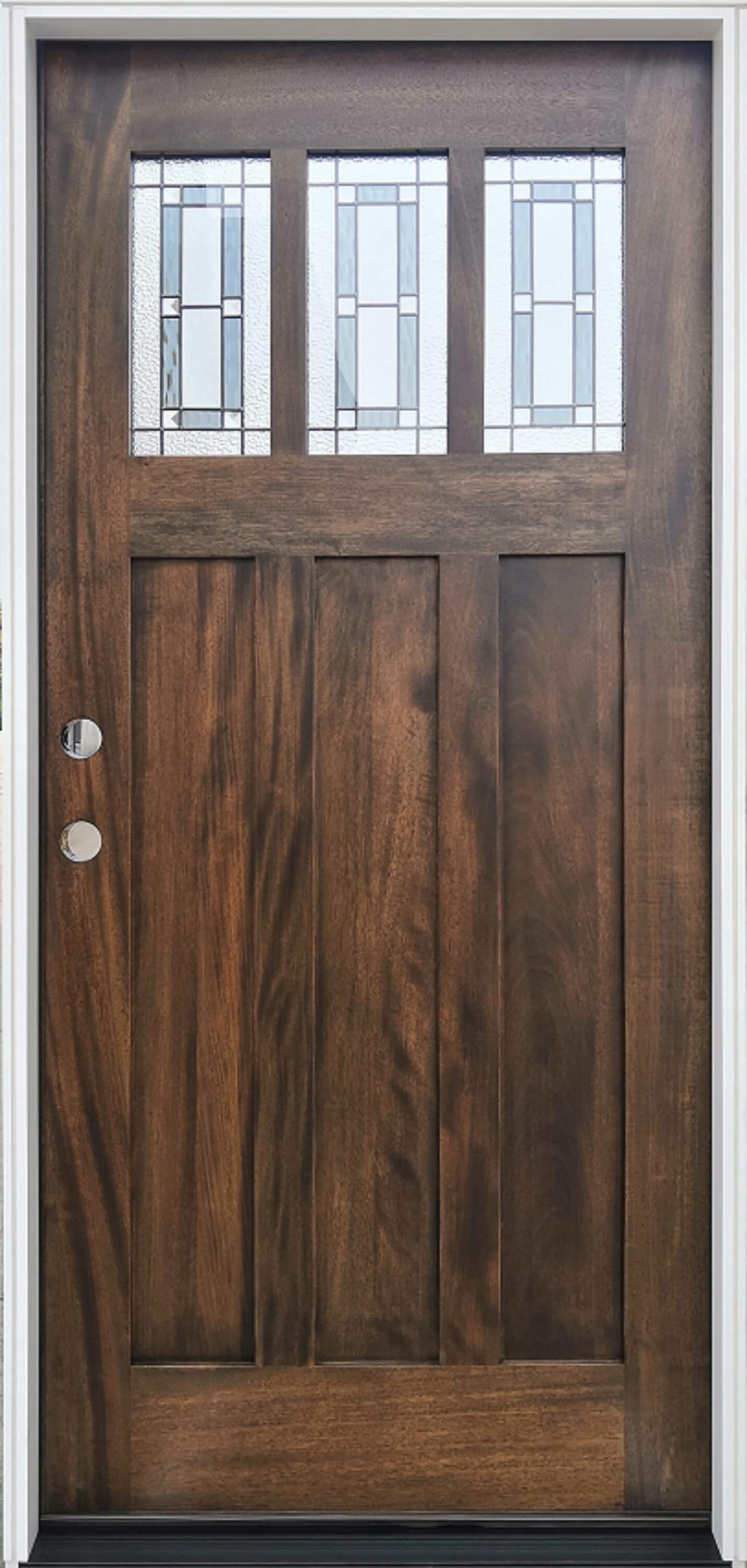 Creative Entryways Craftsman Espresso Stained Prehung Front Door with Decorative Glass