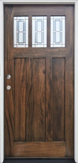 Creative Entryways Craftsman Espresso Stained Prehung Front Door with Decorative Glass