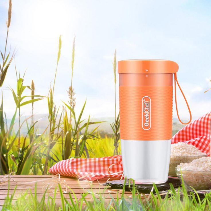 10 oz. Single Speed Orange Portable Personal Blender with USB Rechargeable