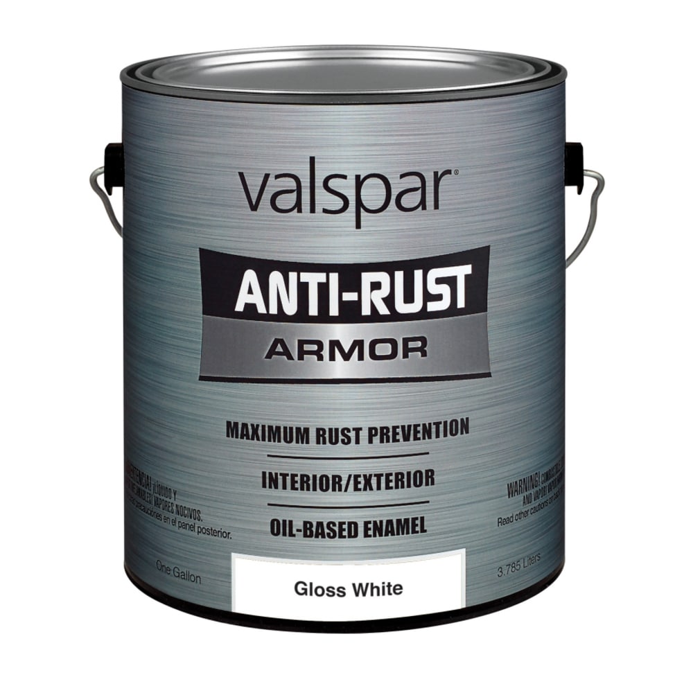 Valspar Anti-Rust Armor Gloss White Oil-Based Enamel, Interior/Exterior, 1-Gallon (128 fl oz)