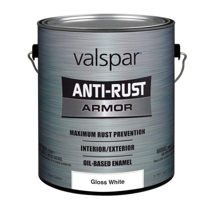 Valspar Anti-Rust Armor Gloss White Oil-Based Enamel, Interior/Exterior, 1-Gallon (128 fl oz)