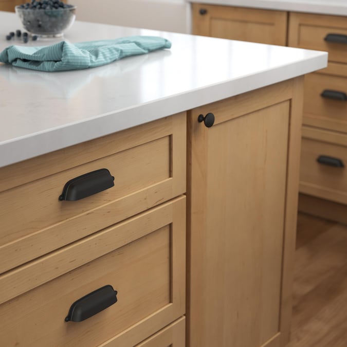 allen + roth Octavius 3-in or 3-3/4-in (76Mm or 96Mm) Center to Center Matte Black Dual Mount Cylindrical Cup Drawer Pull