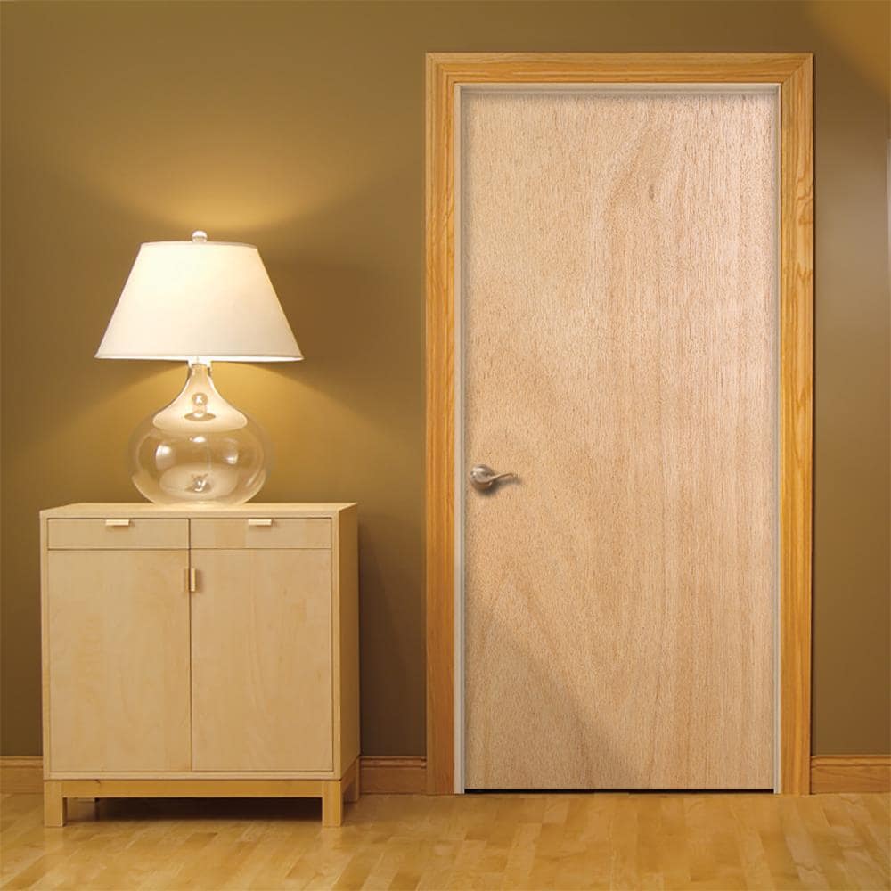 JELD-WEN Flush 36-in x 80-in Unfinished Hollow Core Lauan Veneer Right-Hand Single Prehung Interior Door
