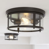 Progress Lighting Gunther 12.625-in Antique Bronze Transitional Incandescent Flush Mount Light