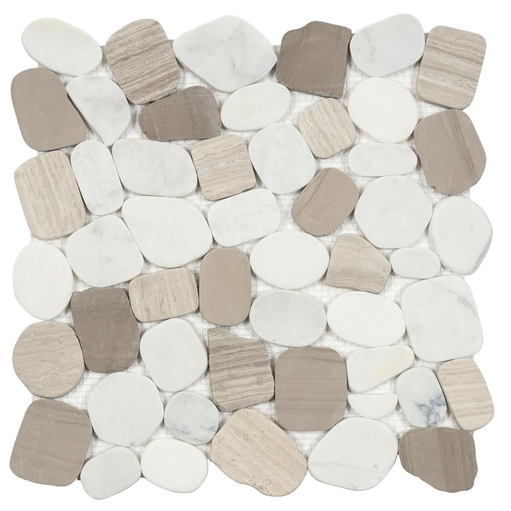 Satori Mixed Warm Blend 12-in x 12-in Honed Natural Stone Marble Pebble Floor and Wall Tile (9.6-sq ft/Carton)