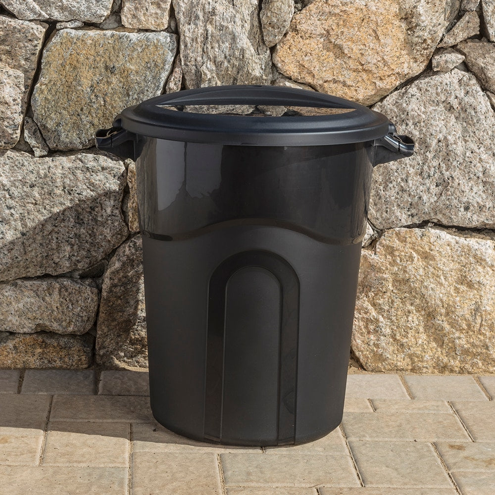 Blue Hawk 20-Gallon Black Plastic Trash Can with Lid