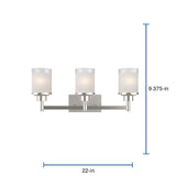 Progress Lighting Alexa 3-Light Brushed Nickel Transitional Vanity Light, 22-in