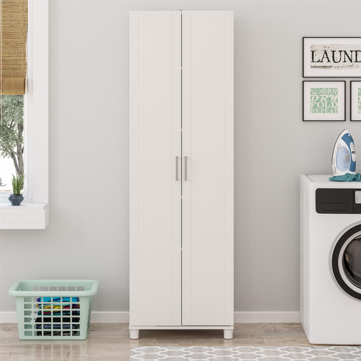 Ameriwood Home Callahan 23.7-in W x 75-in H x 15.39-in D Freestanding Composite Wood Garage Cabinet in White