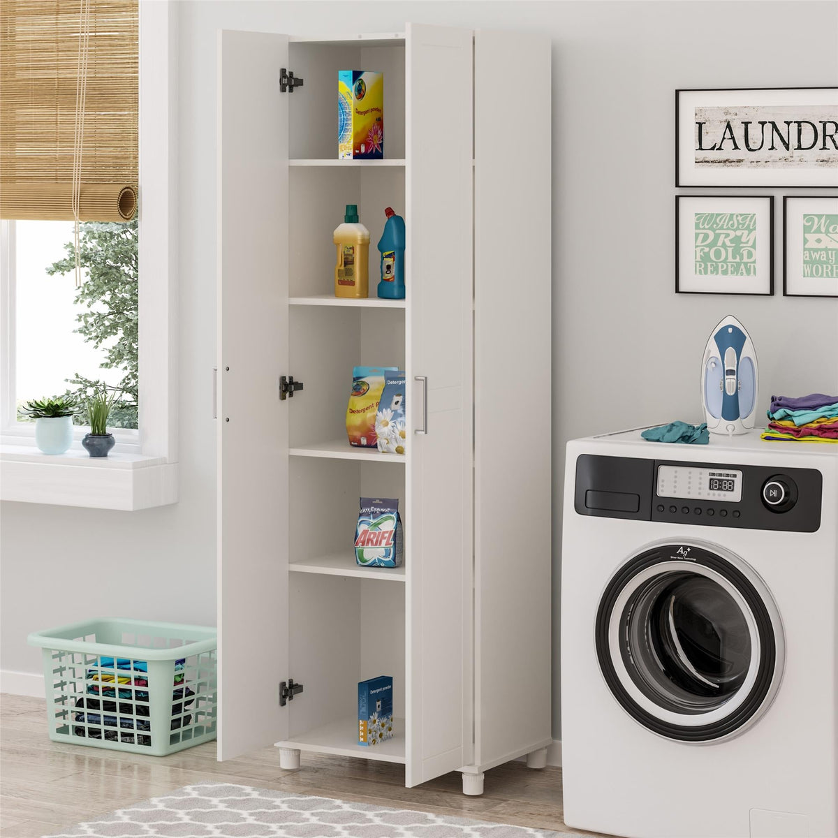 Ameriwood Home Callahan 23.7-in W x 75-in H x 15.39-in D Freestanding Composite Wood Garage Cabinet in White
