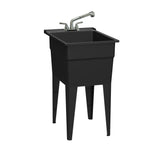 RuggedTub Black Freestanding Utility Tub with Faucet - 18in x 24.5in