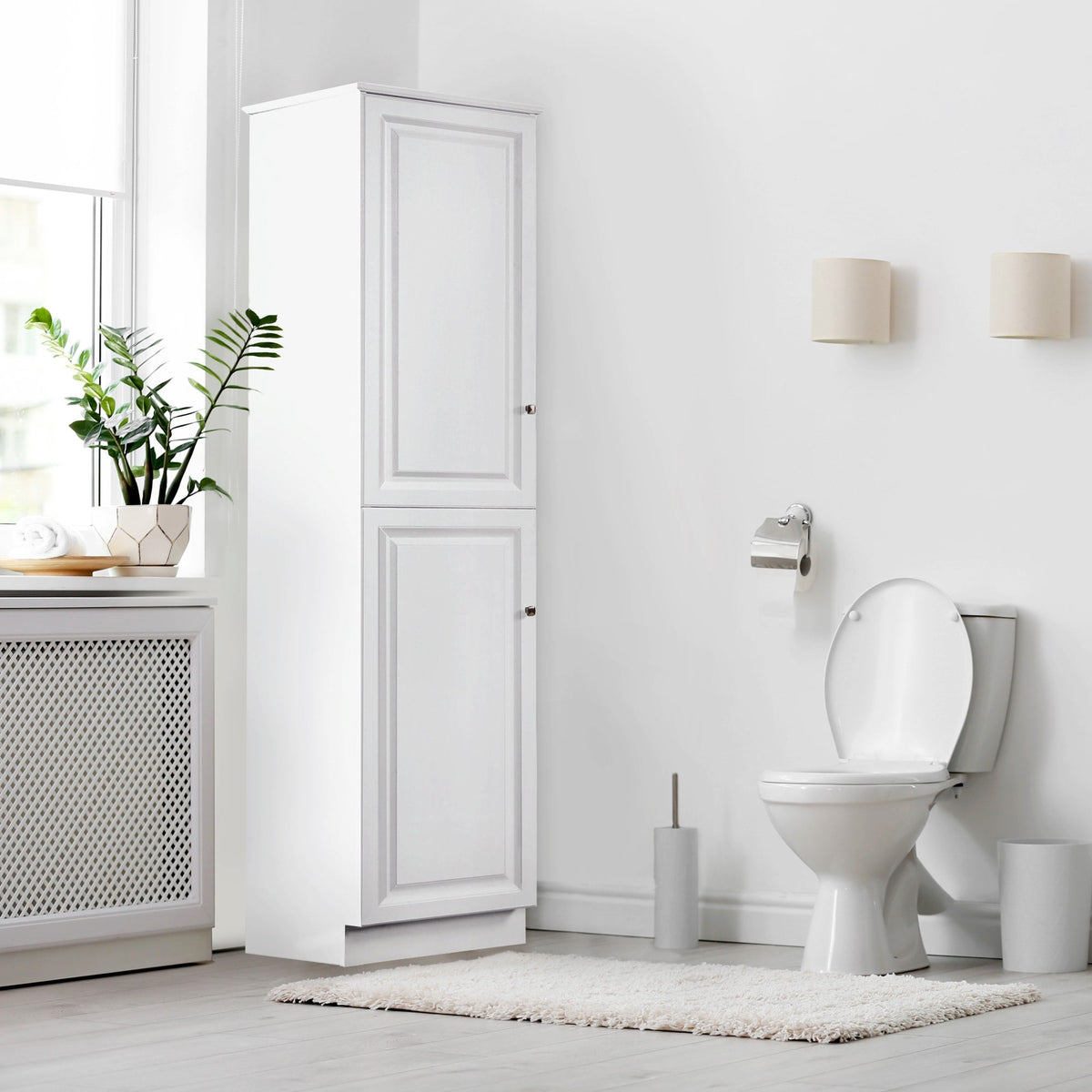 Design House Wyndham 18-in x 84-in x 21-in White Freestanding Linen Cabinet
