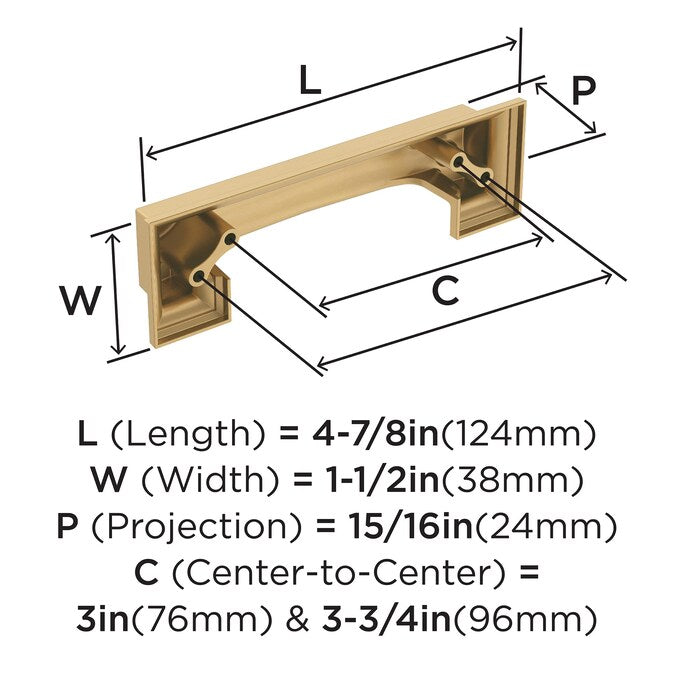 Amerock Appoint (128Mm or 160mm) Center to Center Dual Mount Rectangular Cup Drawer Pull