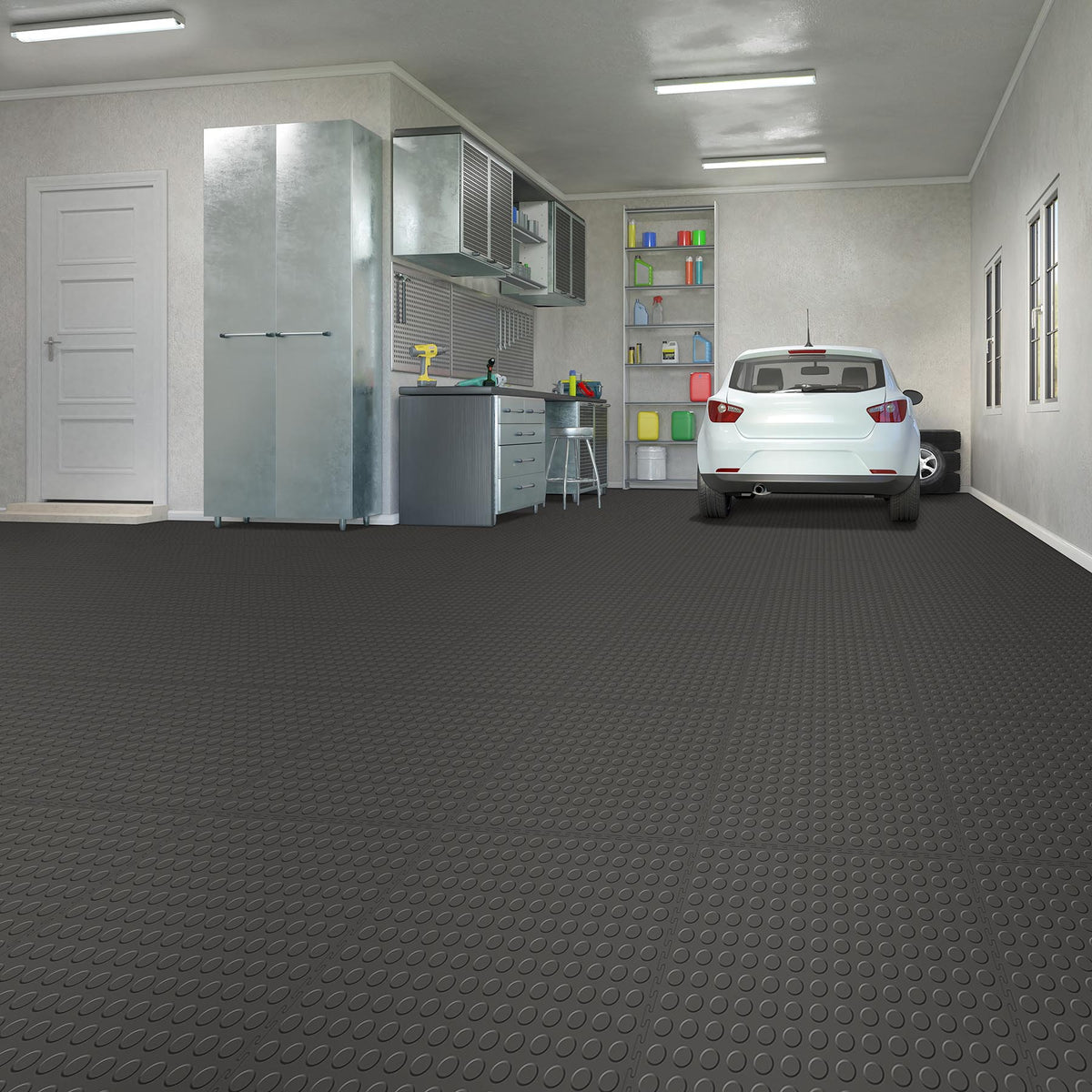 Blue Hawk 20.5-in x 20.5-in Dark Gray Coin PVC Interlocking Tile Multipurpose Flooring