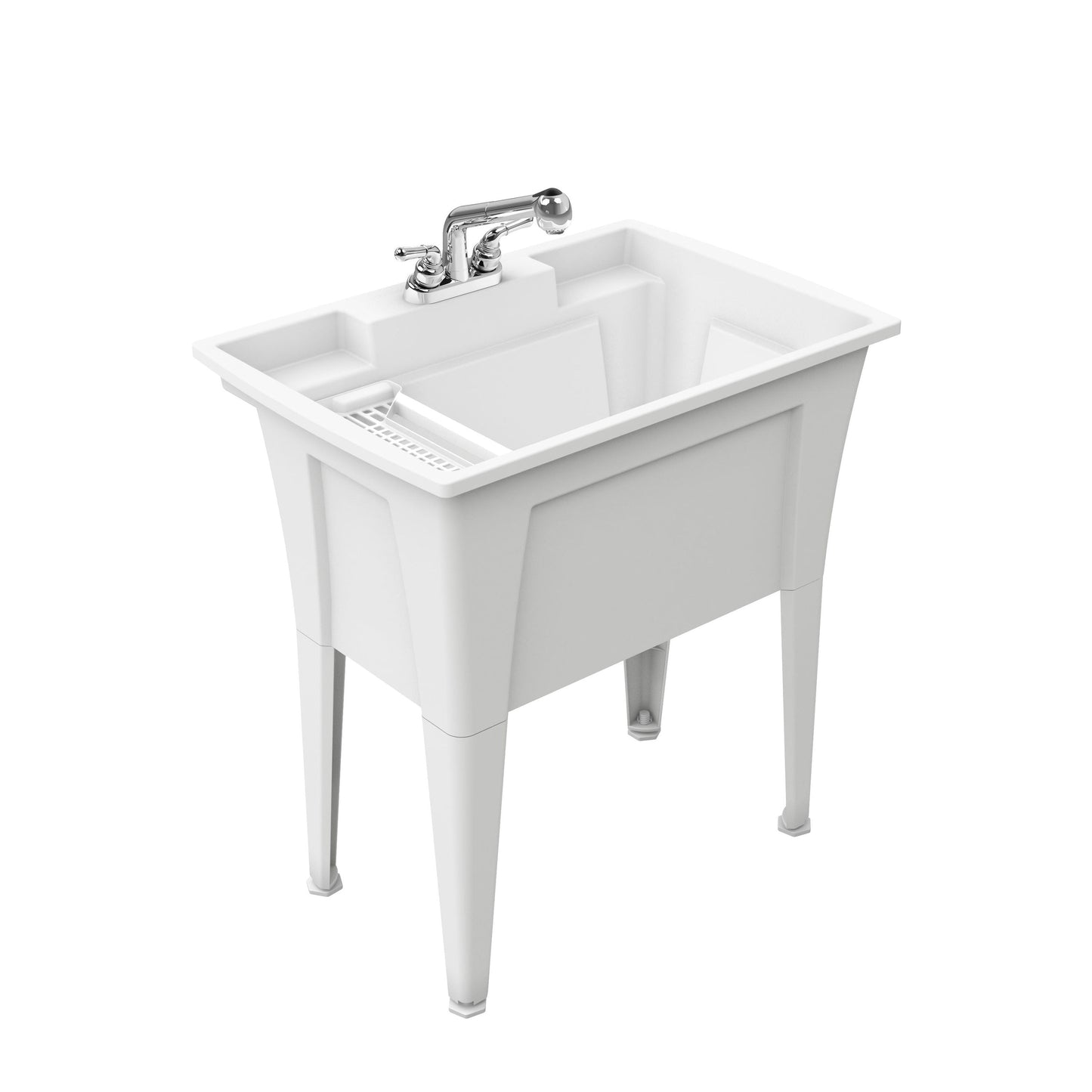 RuggedTub Freestanding Utility Tub with Drain and Faucet - 32.25-in x 22-in, White