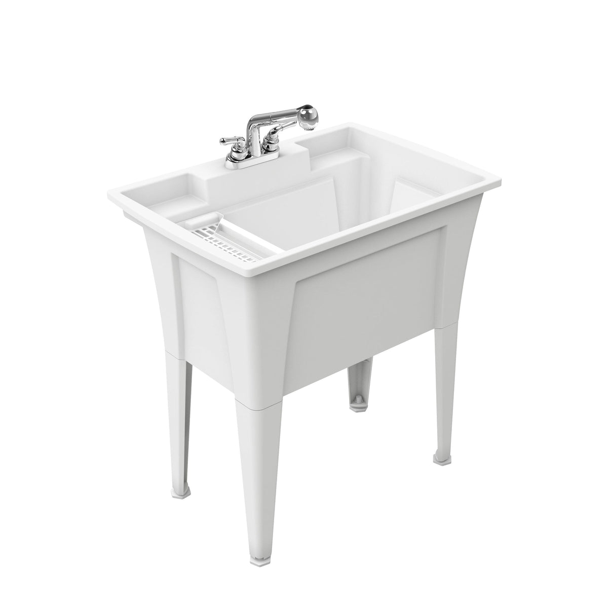 RuggedTub 32.25-in x 22-in White Freestanding Utility Tub with Faucet