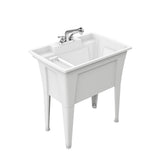 RuggedTub 32.25-in x 22-in White Freestanding Utility Tub with Faucet