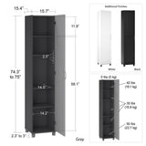 Ameriwood Home Kendall 15.68-in W x 74.31-in H x 15.37-in D Freestanding Composite Wood Garage Cabinet in Black