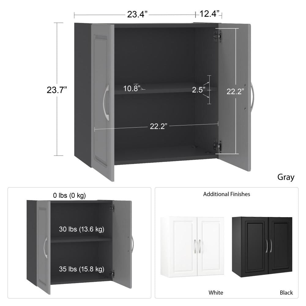 Ameriwood Home Kendall 23.43-in W x 23.68-in H x 12.437-in D Wall-mounted Composite Wood Garage Cabinet in White