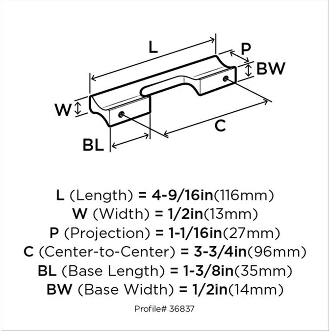 Amerock Status (128mm) Center to Center Rectangular Bar Drawer Pull
