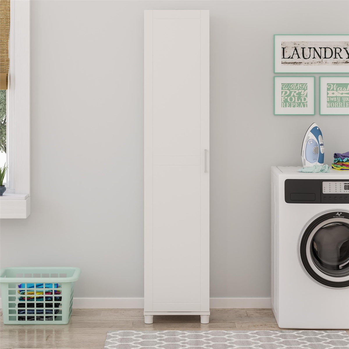 Ameriwood Home Callahan 15.67-in W x 74.29-in H x 15.39-in D Freestanding Composite Wood Garage Cabinet in White