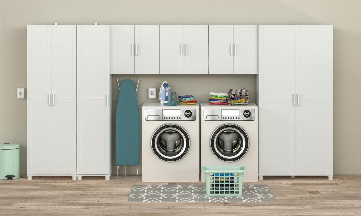 Ameriwood Home Callahan 15.67-in W x 74.29-in H x 15.39-in D Freestanding Composite Wood Garage Cabinet in White