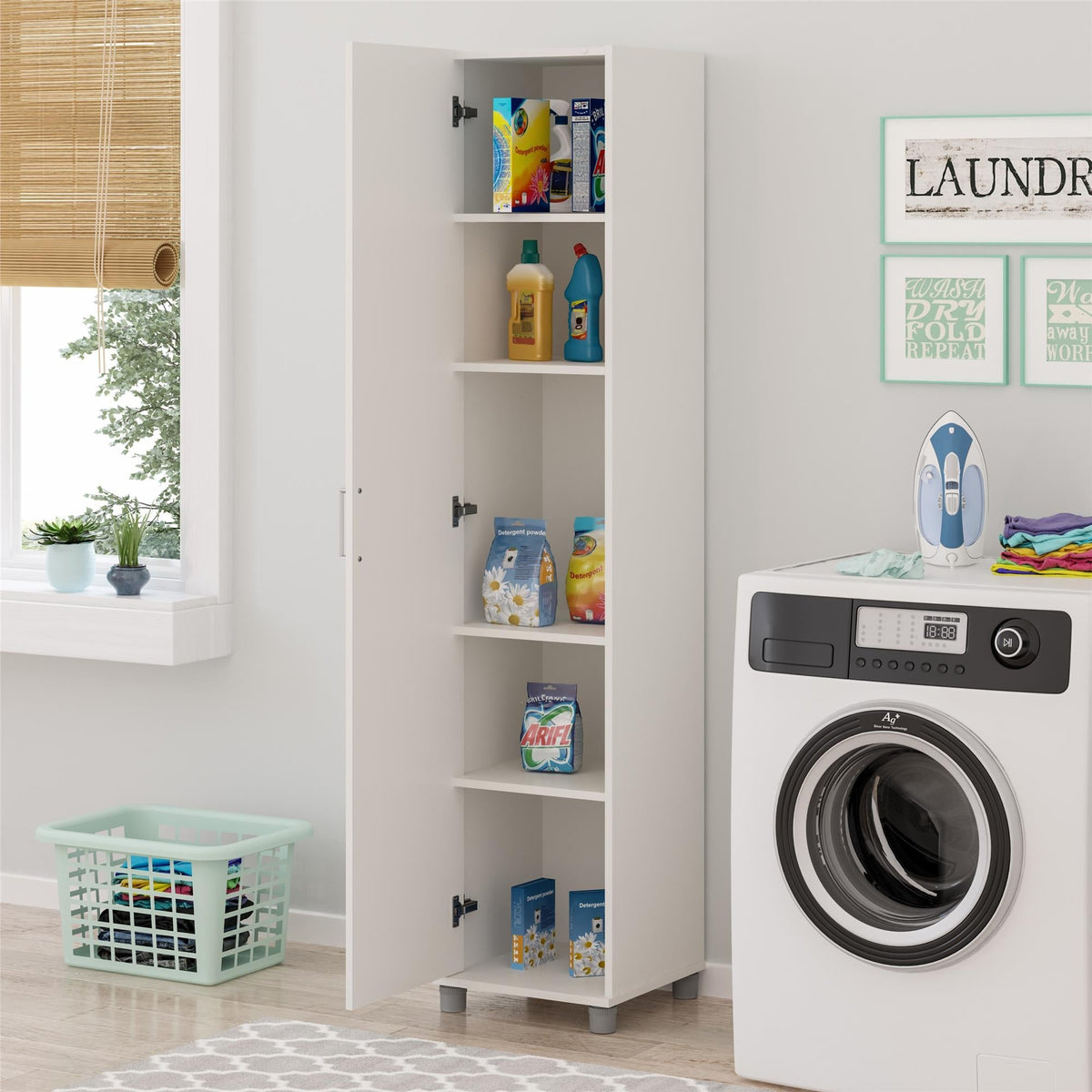Ameriwood Home Callahan 15.67-in W x 74.29-in H x 15.39-in D Freestanding Composite Wood Garage Cabinet in White