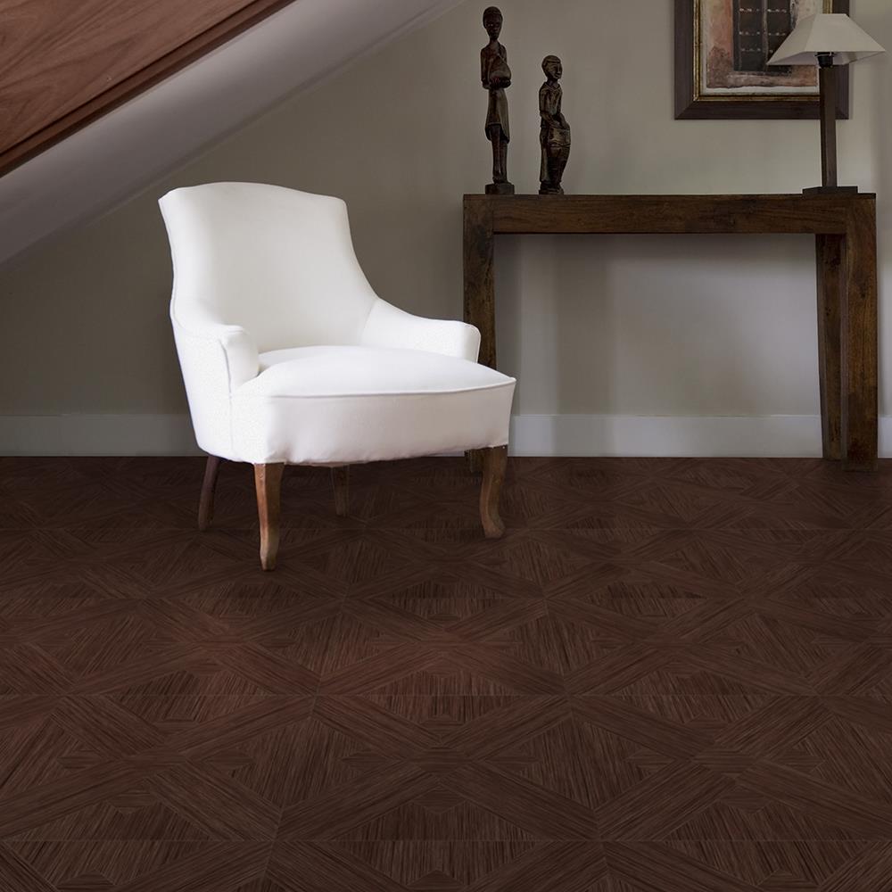 Perfection Floor Tile Bordeaux Wood Collection Bordeaux Walnut/Satin 20-in x 20-in Water Resistant Interlocking Luxury Flooring (16.7-sq ft)