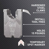 3M Claw Silver Drywall Picture Hanger, 15 lb, 1 Pack
